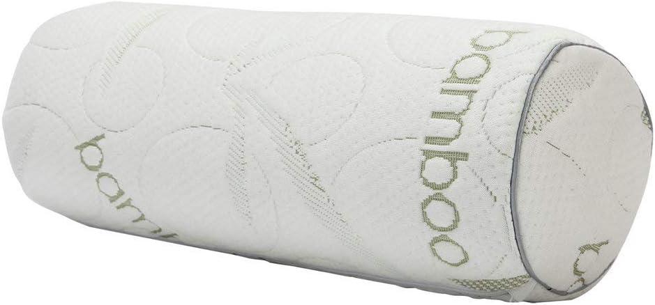 Kingnex Bolster Roll Pillow for Sleeping on Back or Side Under Knee to Relief Lower Back Pain Between Legs for Side Sleepers Cylinder Pillow with Bamboo Viscose Removable Cover 18x6 (White)