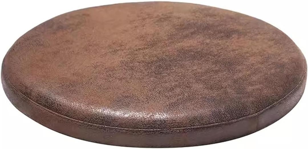 MOODMUSE Round Chair Cushion,Leather Seat Pad for Round Chairs,12/14/16/18 Inch Round Seat Cushions,Memory Foam Chair Cushion,Waterproof and Removable Cover(Olive Brown,45cm/18in)
