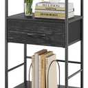 HOMEKOKO 3-Tier Bookshelf with Adjustable Flip Top, Living Room Industrial Movable Bookcase, Rustic Book Shelf with Drawer, Wood-Metal Rustic Bookshelves (Black Wood Veins)
