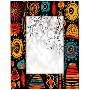 Ethnic Pattern 8x10 Picture Frame African Print Wood Photo Frames Display Photos 7x9 with Mat or 8x10 Without Mat for Wall Mounting or Tabletop Display for Home Gallery Decor