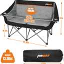 Heavy Duty Double Camping Chair 650LBS Capacity, Fully Padded Folding Camping Chairs Loveseat, Big Oversize Outdoor Patio Lawn Chair with Arm Cup Holder for Camping, Fishing, Beach