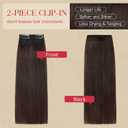 Rich Choices Short Clip in Hair Extensions Real Human Hair - 2PCS Remy Mini Clip ins Hairpiece for Women - Hairs Extensions for Thin Hairs 6 Inch #2 Dark Brown