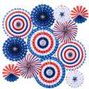3 x Homarden Patriotic 4th of July Decorations - USA Themed Party Supplies - Patriotic Hanging Paper Fans for 4th of July, Memorial Day, Veterans Day - Set of 12 Colorful Decorations