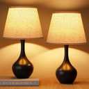 Seealle Touch Table Lamps for Bedroom Set of 2,3-Way Dimmable Small Bedside Lamps for Night Stands with Wires, Black Desk Lamps for Kids Room,Office,Living Room, End Table(LED Bulbs Included)