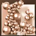 PartyWoo Metallic Rose Gold Balloons 140pcs Different Sizes of 18 12 10 5 Inch Chrome Champagne Gold Balloon Arch Kit for Birthday Anniversary Bridgerton Floral Party Decorations Rose Gold-G112