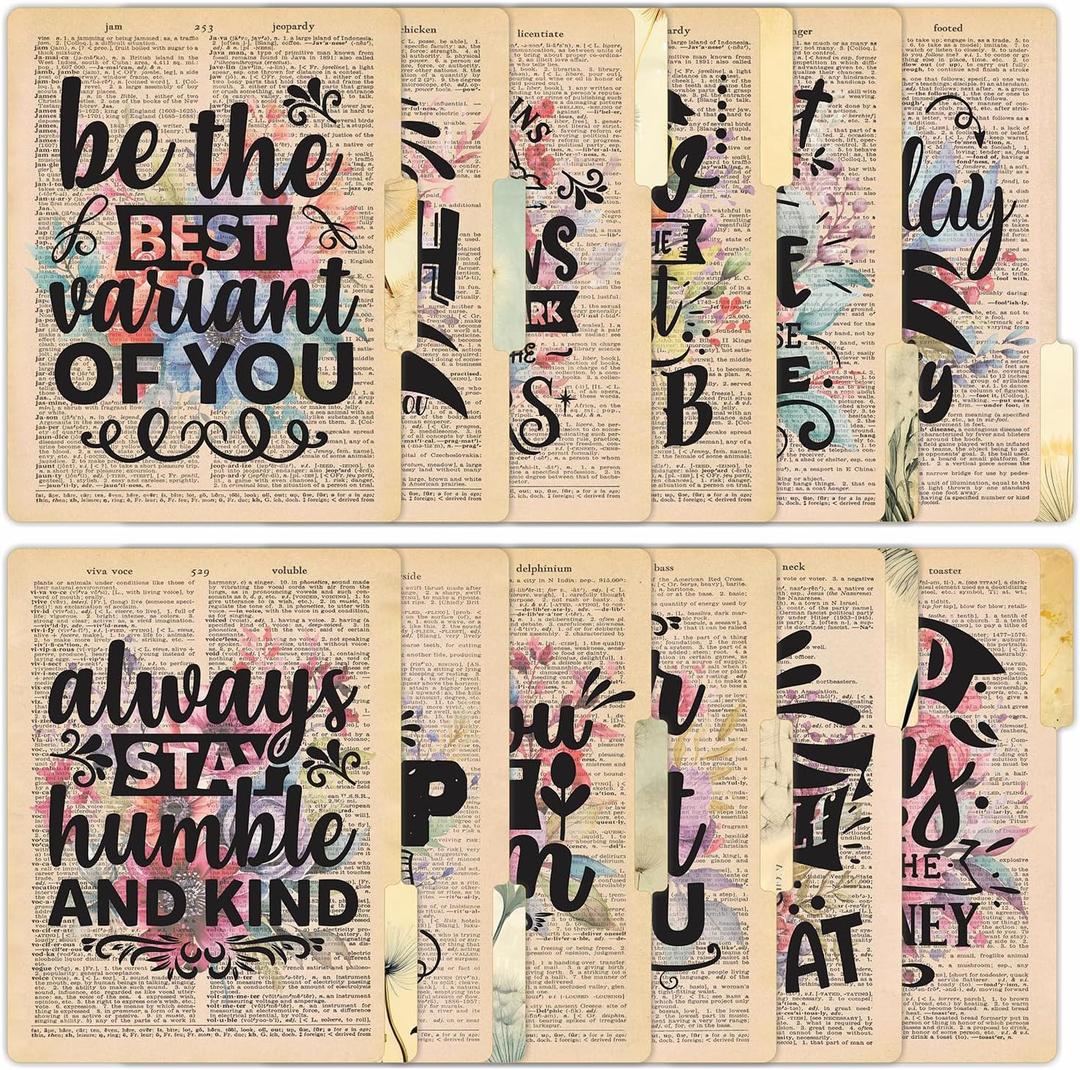 PARTH IMPEX 12 Pack Decorative File Folders, 1/3 Cut Tab with Assorted Positions, Letter Size Paper Holders (9.37 x 11.75) Matte Finish Laminated for Office School Work - Motivational Quotes Design