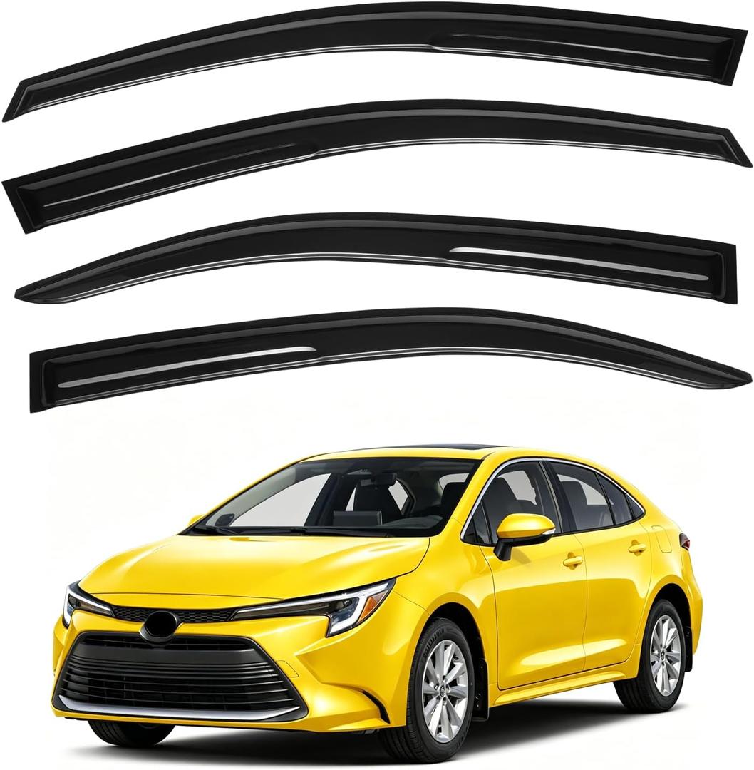 Corolla Rain Guards - Window Visors for Toyota Corolla Sedan 2019-2025 2026, Out-Channel Side Window Rain Guards for Corolla Accessories, 4PCS, Black, Car Accessories