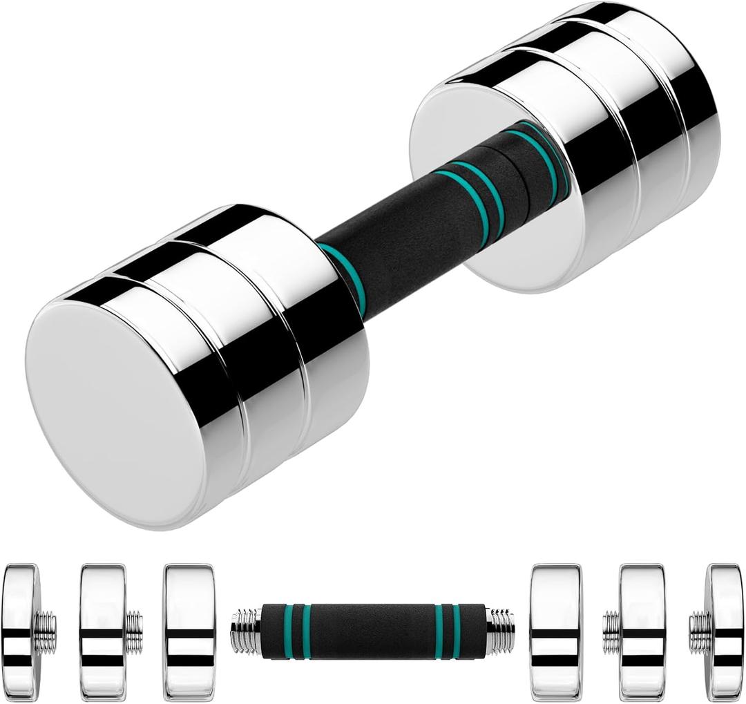 LIFERUN Single Steel Adjustable Dumbbell, 5/10/15lb Free Weight Single Dumbbell, Non-Slip and Comfortable Foam Handle, Adjustable Single Dumbbell for Home Gym Office Exercise