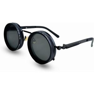 Adjustable Shades Glasses Tint Rounded Polarized Uv400 Lenses Nd Filter Sunglasses 1-9 Gears Beach Eyewear Unisex (Medium/Thick Temples/Black)