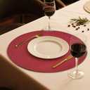 FunWheat Round Braided Placemats Set of 6 Place mats for Dining Tables Woven Heat Resistant Table Mats 15 inch (Wine)