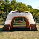 KTT Extra Large Tent 14 Person, Family Cabin Tents, 2 Rooms, Straight Wall, 3 Doors 3 Windows with Mesh, Waterproof, Straight Wall, Big Tent for Outdoor, Picnic, Camping, Gathering(Brown)