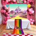 Trunk or Treat Car Decorations Kit,7 Pcs Pink Party Decor,Girls' Birthday Party,Candy Backdrop Banner,Rainbow Road,Red White Plastic Cover, with 4 Pcs Sugar Themed Stickers for SUV Truck Garage Door