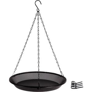 Hanging Bird Feeder Bowl with 16.3 inch Iron Hanging Chain Detachable Outdoor Decor for Garden Backyard Patio and Deck - Perfect for Attracting Birds