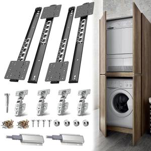 Pocket Door Hardware Slide Kit - Heavy Duty Hidden Sliding & Pivot Hinge System with Magnetic Catches, Soft Close Retractable Cabinet Door Slides for Wardrobe, Kitchen & Recessed Doors16in,Set 2