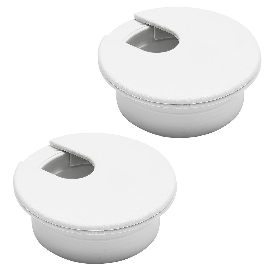 Desk Grommet 2" (50 mm), Desk Cord Hole Cover, Cable Grommet ABS Plastic, Desk Hole Grommet for Office and Home Table Cable, Detachable Cable Cord Organizer (White 2 Pcs)