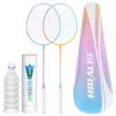 HIRALIY Badminton Set, 2 Badminton Rackets, 6 Birdies, 1 Carrying Bag
2 Badminton Rackets Set for Backyards, Badminton Set, Outdoor Game for Adult Family Beginner