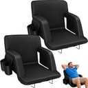 Stadium Seats with Back Support, 2 Pack 2.6'' Thick Bleacher Chairs with Back and Cushion, 6 Reclining Bleacher Seat, Folding Stadium Chairs with Armrests, Hook, Cupholder for Outdoor Sport Concert