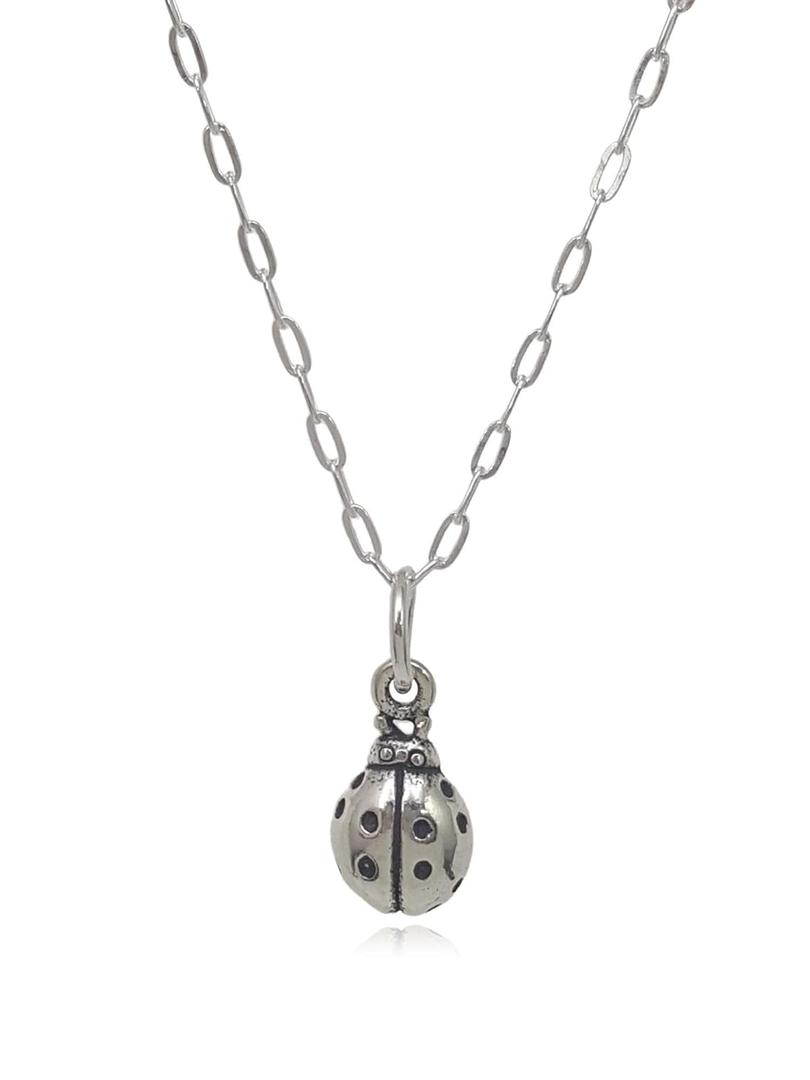 Sterling Silver Teeny Tiny Ladybug 3D Good Luck Charm Necklace, 18"