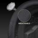 Leather Steering Wheel Cover for Nissan, 14.5-15 inches D Shape Car Steering Wheel Cover for Rogue,Altima,Kicks,Sentra,Altima,Maxima with Non-Slip Breathable Standard Size (Black)