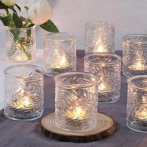HAVITI 11 pcs Clear Votive Candle Holders, Glass Candle Holders for Home Decor, Tea Light Candle Holder for Wedding Table Centerpiece Decor