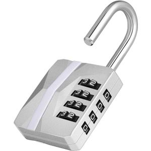 ZHEGE Locker Lock, 4 Digit Combination Lock [2023 Locker Trend] Gym Lock with White Code, Heavy Duty Combo Padlock Outdoor for Gate, Fence, Shed, Garage, School Locks (Silver, 1 Pack)