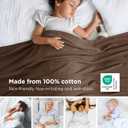 Bedsure GentleSoft 100% Cotton Blanket Queen Size for Bed - Breathable and Lightweight, Soft Cozy Textured Herringbone Woven Blanket for Summer, Brown, 90x90 inches