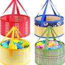 Foldable Easter Woven Bamboo Baskets Empty, 4 Pcs Easter Basket Bulk Set with Handle, Large Easter Baskets for Easter Egg Hunt Party Favor Picnic Supplies Gift Packing - Red Yellow Green Blue