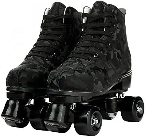 jessie Outdoor Roller Skates Women Adult with Light Up Wheels Black Quad Skating for Men Youth Boys Girls