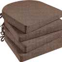 Basic Beyond Chair Cushions for Dining Chairs 4 Pack, Memory Foam Chair Cushion with Ties and Non Slip Backing, 16 x 16 inches Chair Pads for Dining Chairs(Brown)