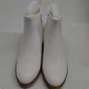 SHIBEVER Women's Ankle Boots Heel: Chunky Low Heeled Almond Toe Short Booties with Zipper Faux Suede Dress Western Fall 2025 Shoes (7.5, White Pu)