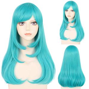 JoneTing Teal Wig Bluish Green Cosplay Wig for Women Medium Length Hair