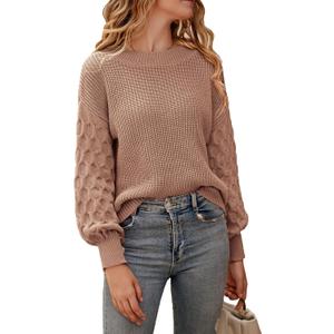 PRETTYGARDEN Women's Fall 2026 Pullover Sweater Casual Long Sleeve Loose Chunky Knit Tops Blouse Winter Fashion Clothing (Beige, S)