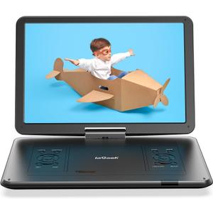 ieGeek 17.5" Portable DVD Player with 15.6" Swivel HD Large Screen, 6 Hrs 5000mAH Rechargeable Battery, High Volume Speaker, Support USB/SD Card/Sync TV, Car Charger, Remote Control,No Region Restrict