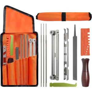 10-Piece Professional Chainsaw Sharpening Kit (afilador de motosierra) - Files in 5/32", 3/16", 7/32", Includes File Holder, Depth Gauge, Storage Case for Sharp Chainsaw Blades