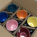 6 Pack Porcelain Coffee Mugs Set, 12 Ounces Ceramic Coffee Mugs, Matte Black Coffee Mug, Restaurant Cups for Coffee, Tea, Cappuccino, Cocoa, Cereal, Black outside and Colorful inside