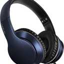 LORELEI X6 Over-Ear Headphones with Microphone, Lightweight Foldable & Portable Stereo Bass Headphones with 1.45M No-Tangle, Wired Headphones for Smartphone Tablet MP3 / 4 (Dark Blue)