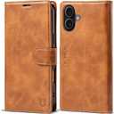 Wallet Case for iPhone 17 with Credit Card Holder,PU Leather Folio Flip Kickstand Protective Shockproof Cover for Apple 17 Phone Case (Grayish-Brown, for iPhone 17-6.3'')