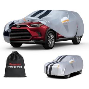 Multi-Layer Car Cover Custom Fit for Toyota Grand Highlander(2013-2026), 100% Waterproof All Weather for Automobiles, Gift with Towel, Heavy Duty Car Covers for Rain Sun UV Protection With Door Zipper