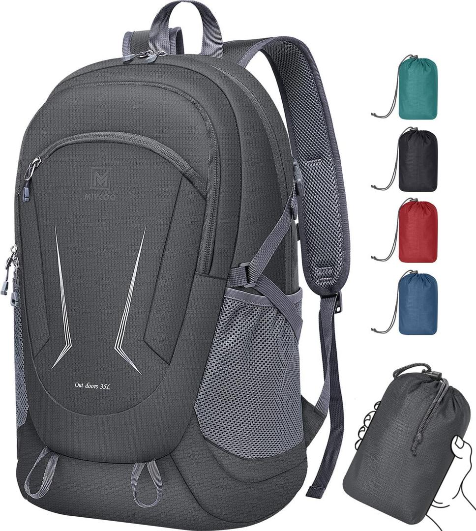 MIYCOO Backpack - Ultra Lightweight Packable Backpack for Travel Camping, Hiking Back Pack Waterproof Foldable Daypack for Men Women Grey (45L)