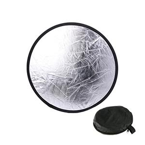 2 in 1 Foldable Light Reflector,with Storage Bag 30CM/12Inch Round Reflector Photography Silver,White for Portable Portrait Photography and Outdoor Lighting(Size:1 pc)