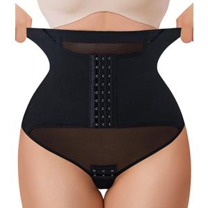 MERYOSZ Thong Shapewear for Women Tummy Control Panties Mesh Body Shaper Thong Underwear with Gentle Support (Small, Black)