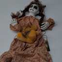 4.8FT Halloween Scary Decorations Outdoor,Hanging Swinging Doll Girl with Sound & Slap Activated/Creepy Sound/Light Up Eyes,Creepy Halloween Hanging Ghosts for Indoor, Outdoor,Haunted House Decor