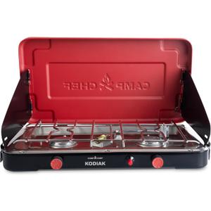 Camp Chef Mountain Series Kodiak - High Outpt Two-Burner Camp Stove - Lid Doubles as Windscreen - Portable Cooking Stove - For Outdoor Cooking - 20,000 BTUs Camp Chef Mountain Series Kodiak - High Outpt Two-Burner Camp Stove - Lid Doubles as Windscreen - Portable Cooking Stove - For Outdoor Cooking - 20,000 BTUs