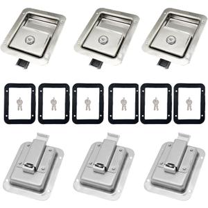 6 Pack Stainless Door Lock Heavy Duty Flush Mount Handle Latch for Trailer Toolbox RV Handle Latch with Gasket Keys