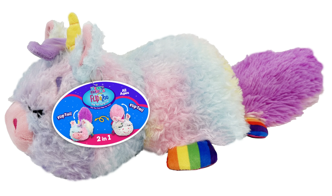 Happy Nappers FlipaZoo Unicorn Children's Plush Toy, Reversible, Sparkle/Rainbow