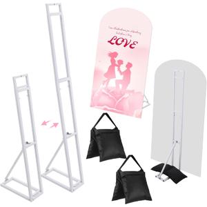 2 Pack White Wedding Backdrop Stand, Adjustable from 45 to 79 Inch, Heavy Duty Photo Booth Stand with Weight Bags for Party, Bridal Shower, Birthday, Baby Shower, Event Decoration