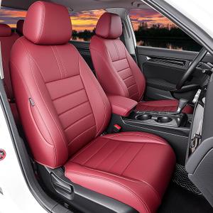 Seat Covers Fit Honda Civic Hatchback 2022 2023 2024 2025 Sport Touring and 2022 2023 2024 EX-L, Full Set Faux Leather Seat Protectors-Burgundy