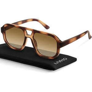 livho Trendy Polarized Square Aviator Sunglasses Women Men Square Eyewear Frame, Retro Sun Glasses for Women Men 2025 Shades (Brown Tortoise/Brown)