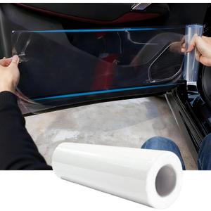 Car Door Protector - Universal Edge Guards Clear Protective Film Tape for Vehicle Interior Door Sill Protector De Puertas De Carro from Dog Scratching, Dirty Shoes, 7.87inch*10ft, Transparent