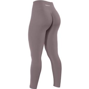 AUROLA Power Workout Leggings for Women Tummy Control Squat Proof Ribbed Thick Seamless Scrunch Active Pants (X-Small, Mocha)